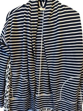 Vineyard Vines Navy and White Striped Open Front Cardigan Cover-Up